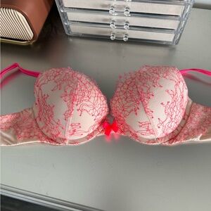 Vintage Victoria's Secret Neon Pink Lace Bra